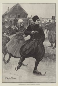 Een winterzondag op het eiland Marken, Zuiderzee door Gabriel Nicolet